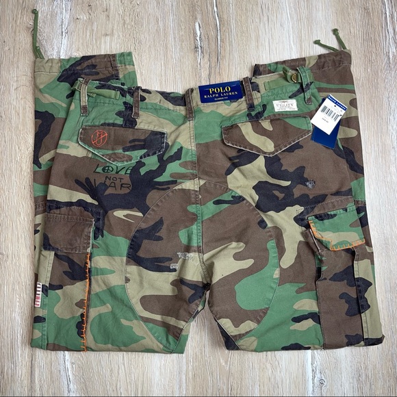 Polo Ralph Lauren Classic Kauai Camo Distressed Cargo Flag Utility Pants 34 30 - Picture 10 of 10